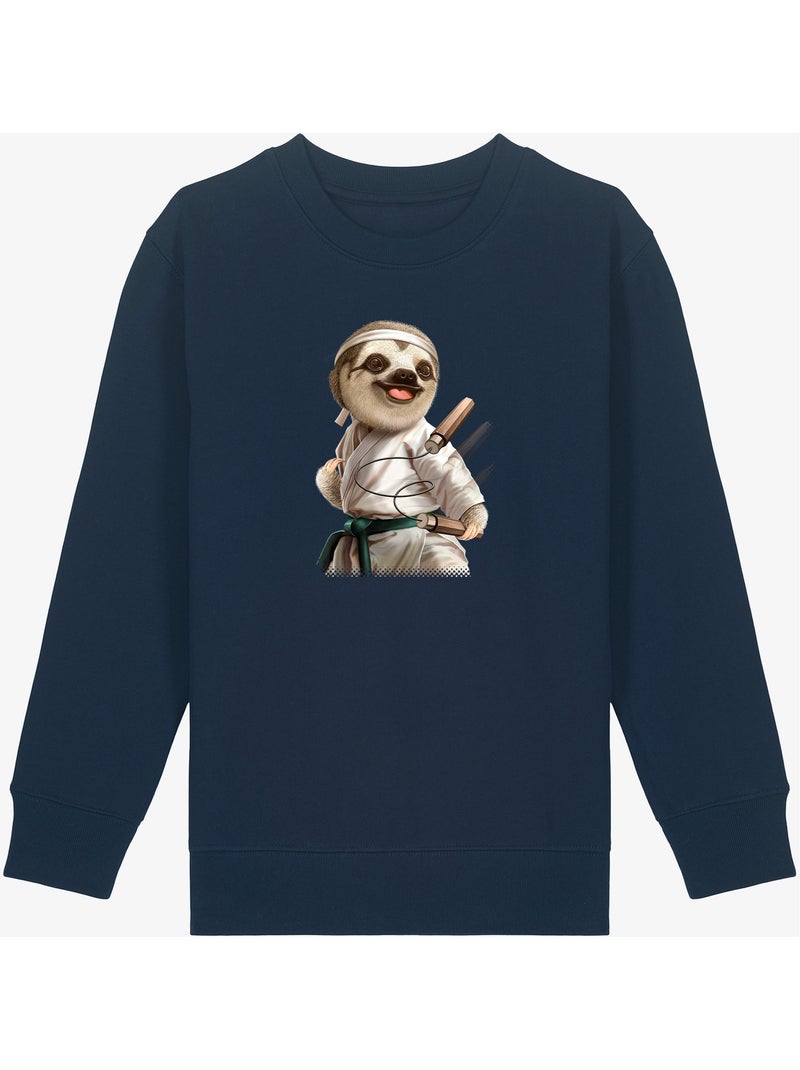 Felpa bambino KARATE SLOTH Blu marino - Kiabi
