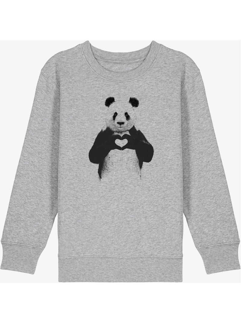 Felpa bambino LOVE PANDA Grigio melangiato - Kiabi