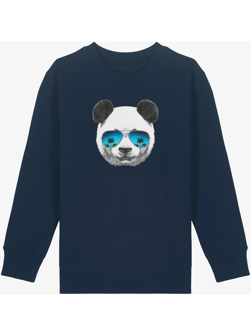 Felpa bambino PANDA SUNGLASSES Blu marino - Kiabi