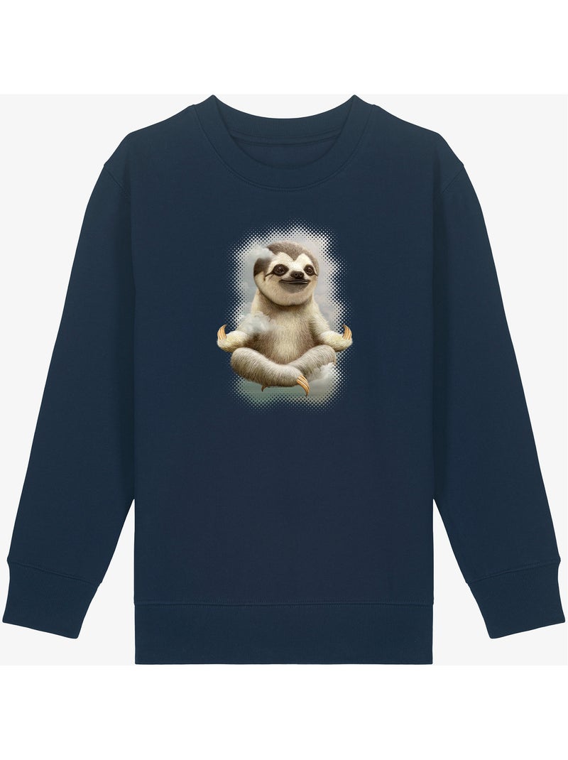 Felpa bambino SLOTH MEDITATE Blu marino - Kiabi