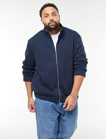 Felpa basic con collo alto e apertura zip