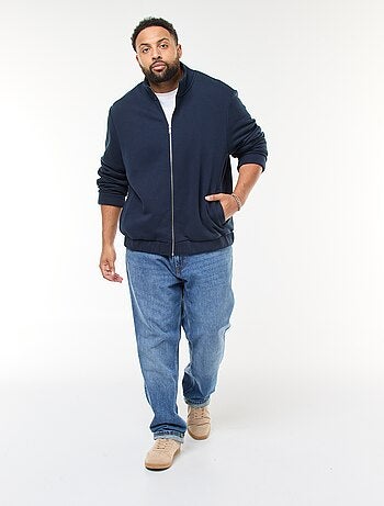 Felpa basic con collo alto e apertura zip