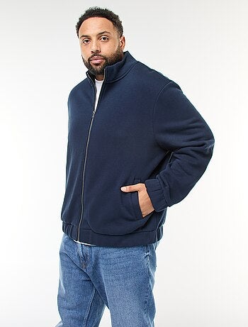 Felpa basic con collo alto e apertura zip