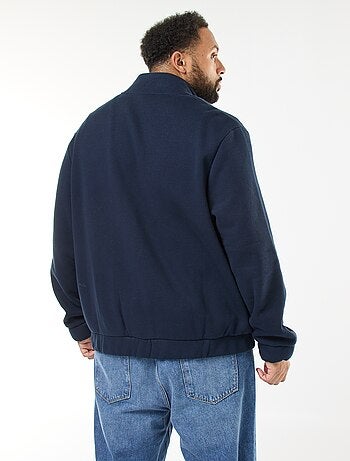 Felpa basic con collo alto e apertura zip