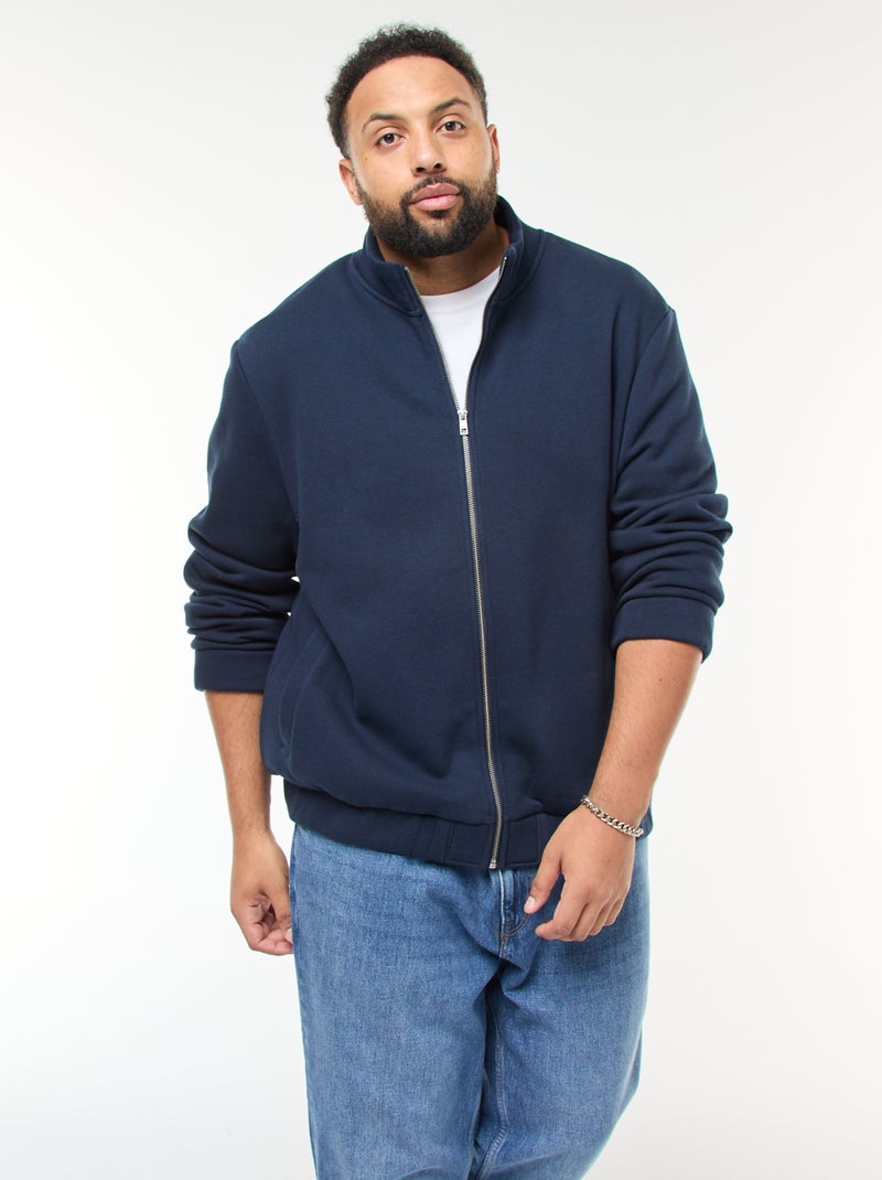Felpa basic a collo alto con apertura zip Blu - Kiabi
