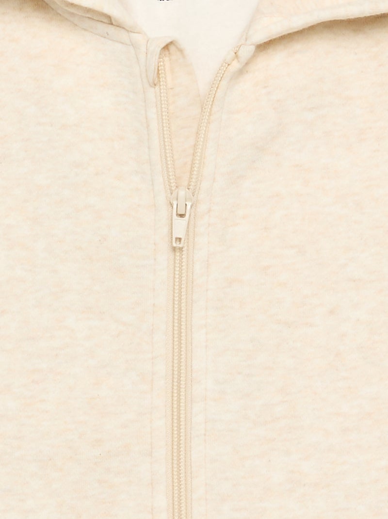 Felpa basic con cappuccio e zip Beige - Kiabi