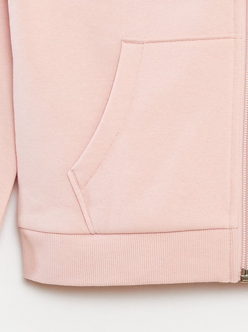 Felpa basic con cappuccio e zip Rosa - Kiabi