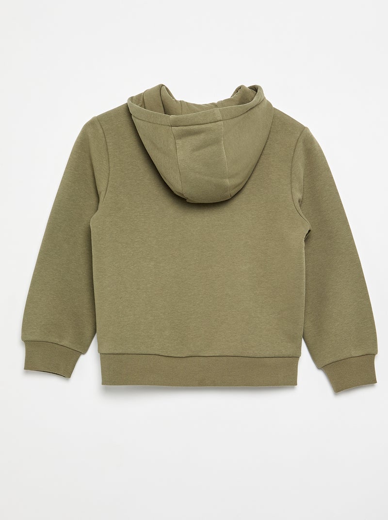 Felpa basic con cappuccio e zip Verde - Kiabi
