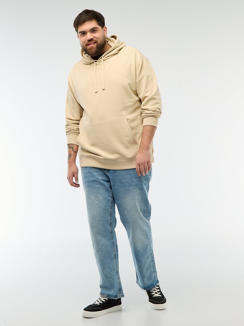Felpa basic con cappuccio in french terry Beige - Kiabi