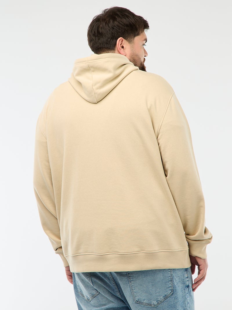 Felpa basic con cappuccio in french terry Beige - Kiabi