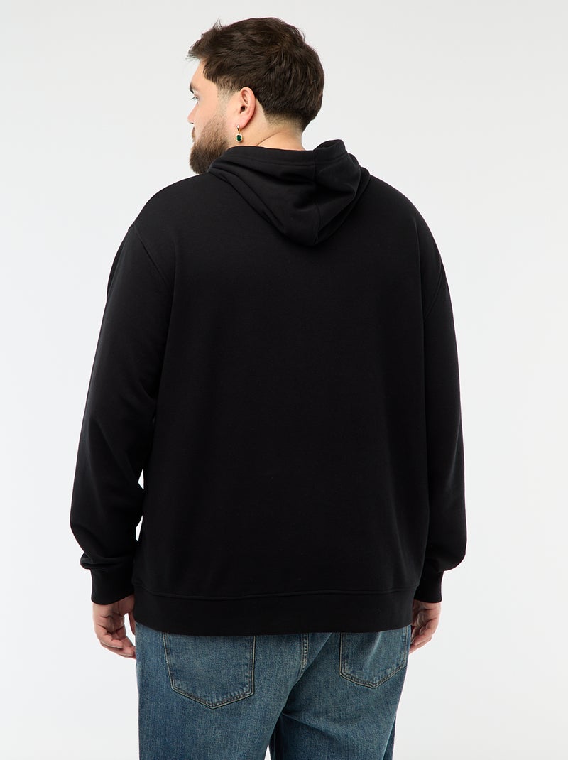 Felpa basic con cappuccio in french terry Nero - Kiabi