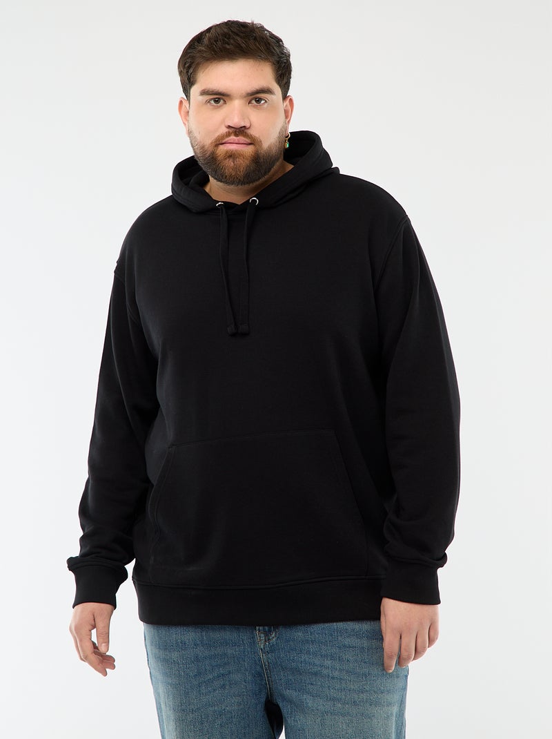 Felpa basic con cappuccio in french terry Nero - Kiabi