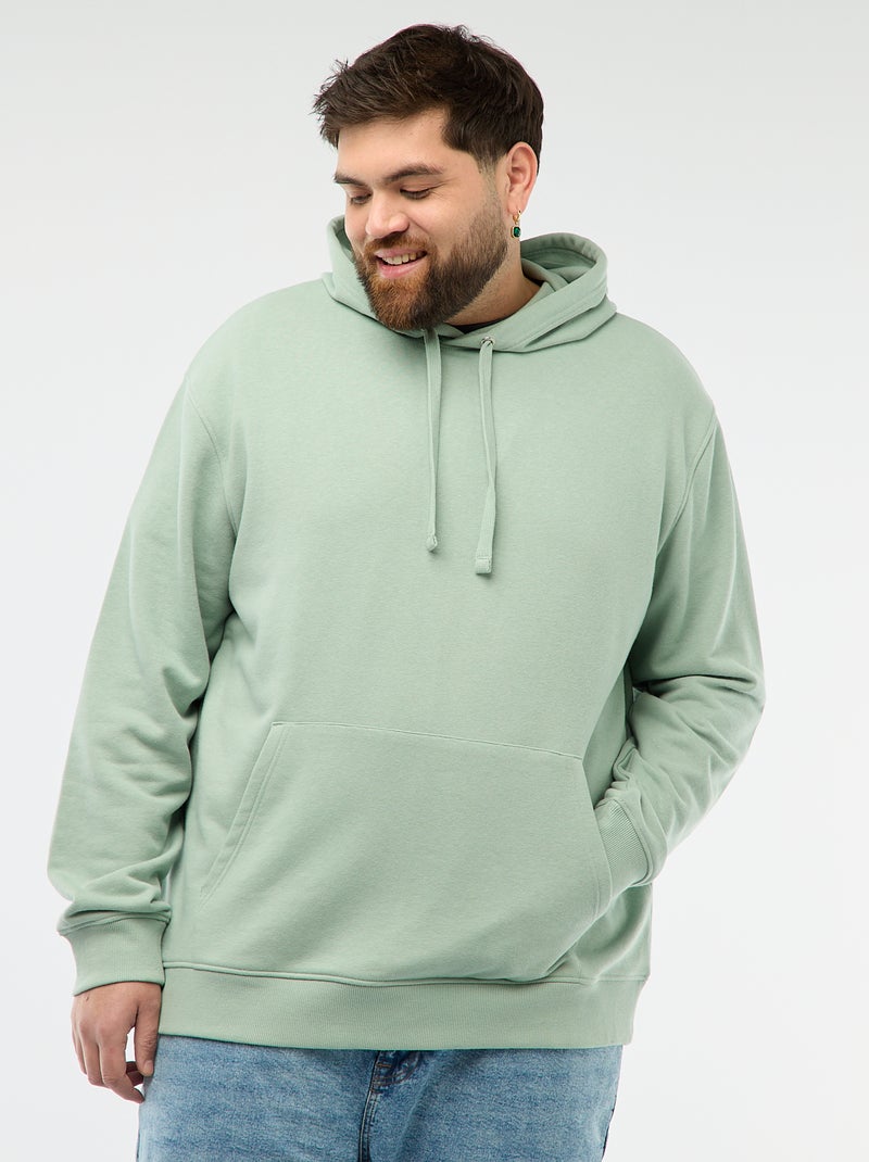 Felpa basic con cappuccio in french terry Verde - Kiabi