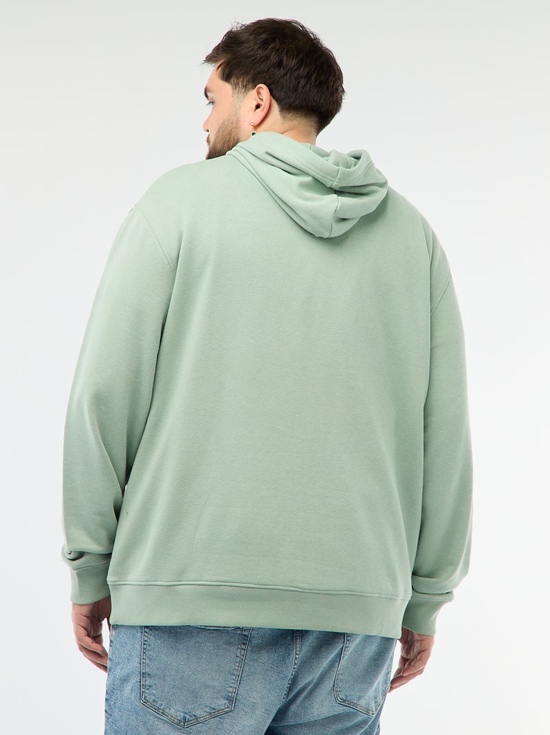 Felpa basic con cappuccio in french terry Verde - Kiabi