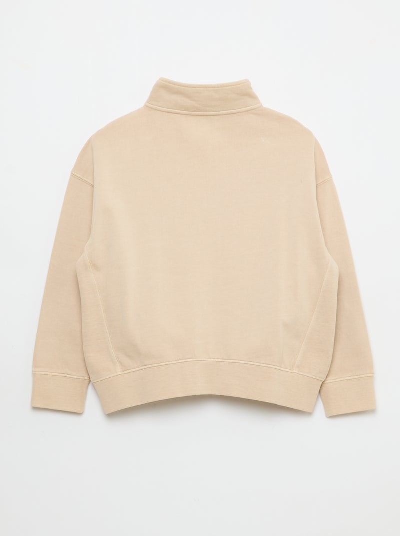 Felpa basic con collo a camionista Beige - Kiabi