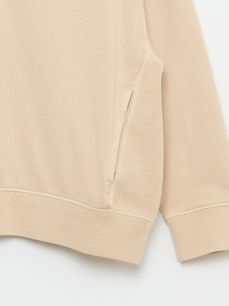 Felpa basic con collo a camionista Beige - Kiabi