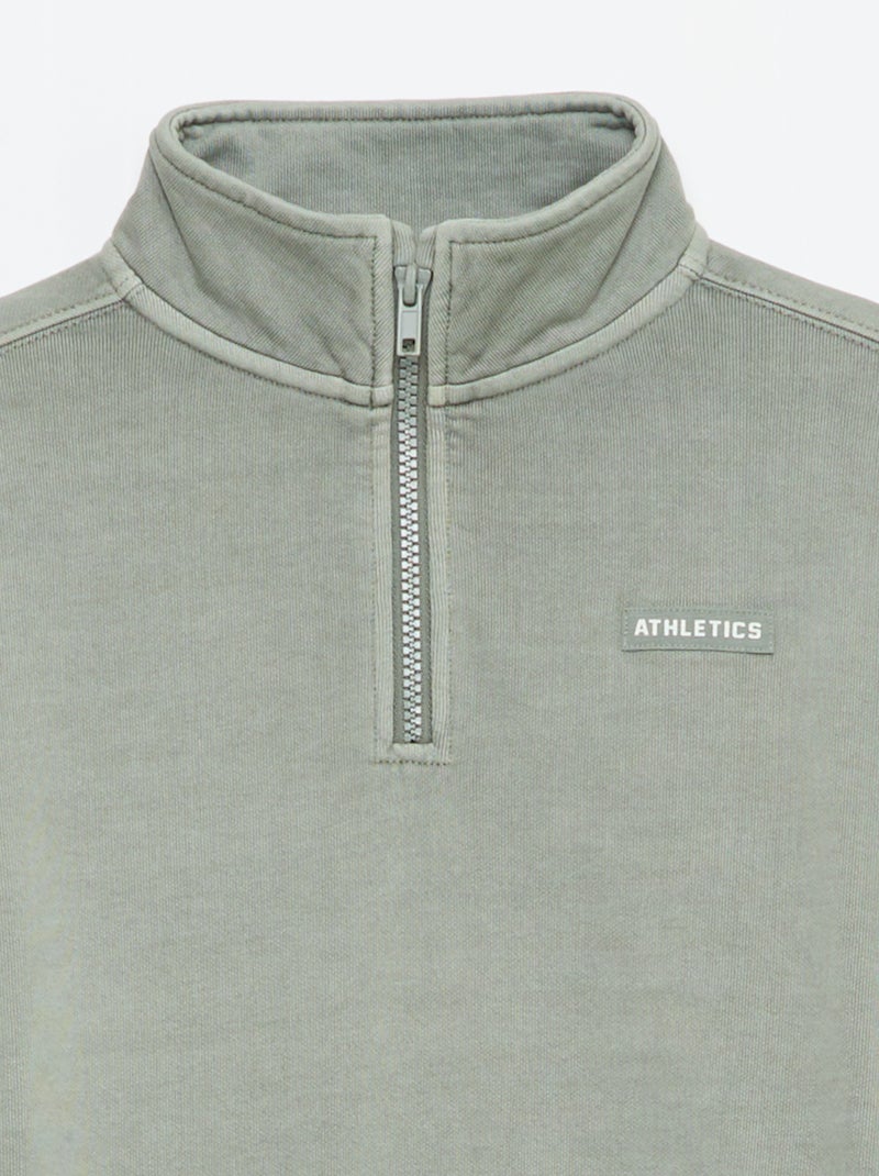 Felpa basic con collo a camionista Grigio - Kiabi