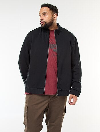 Felpa basic con collo alto e apertura zip