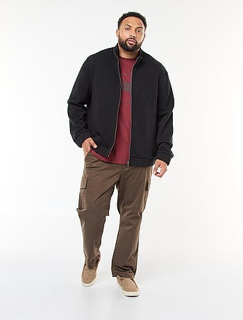 Felpa basic con collo alto e apertura zip
