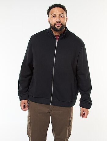 Felpa basic con collo alto e apertura zip