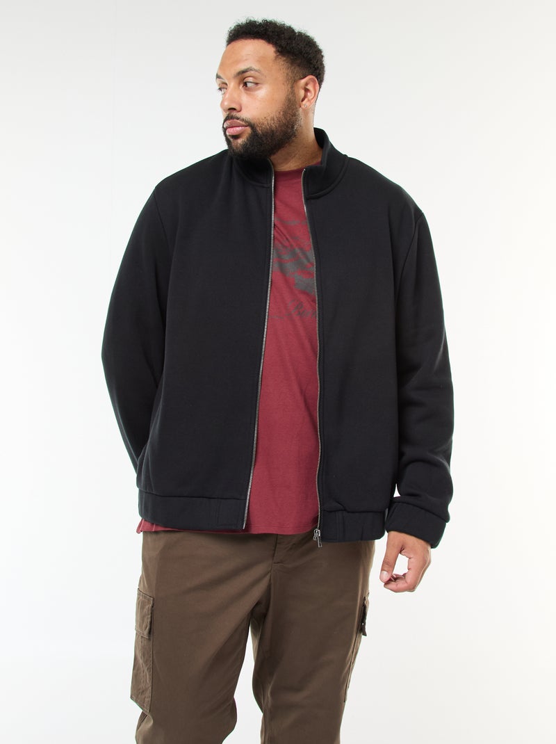 Felpa basic con collo alto e apertura zip Nero - Kiabi