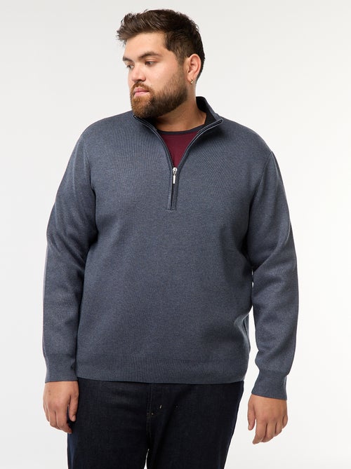 Felpa basic con collo alto zippato stile camionista - Kiabi