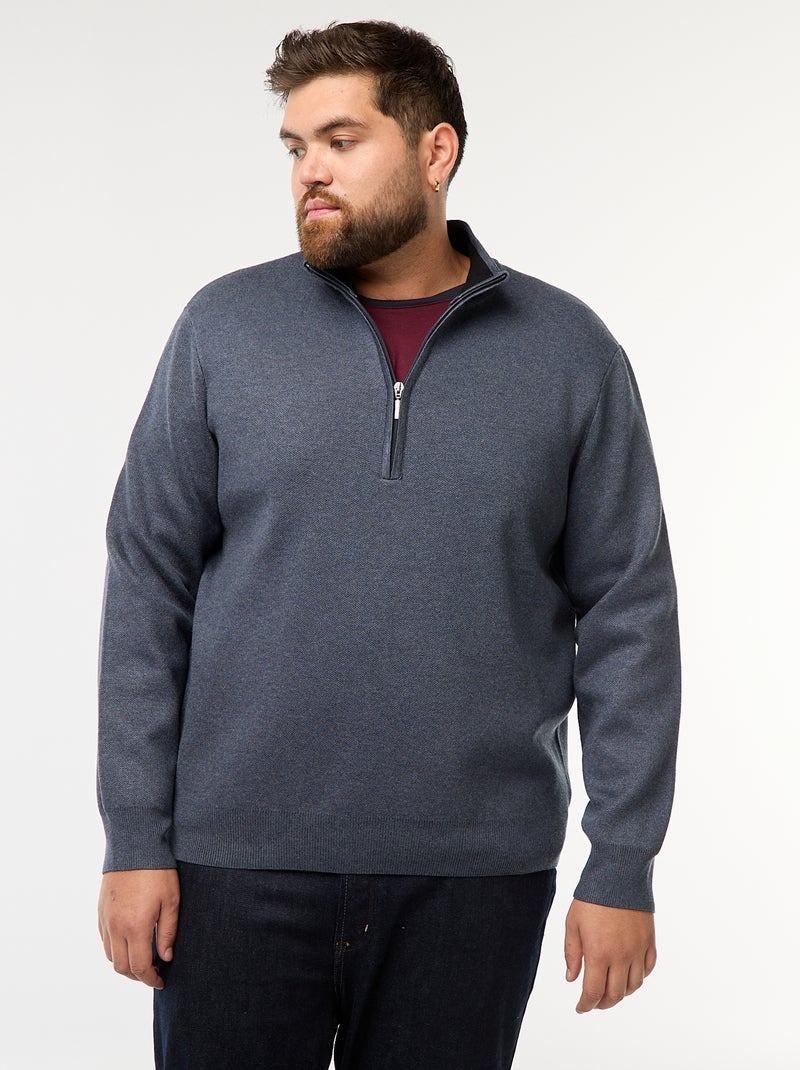 Felpa basic con collo alto zippato stile camionista Blu - Kiabi