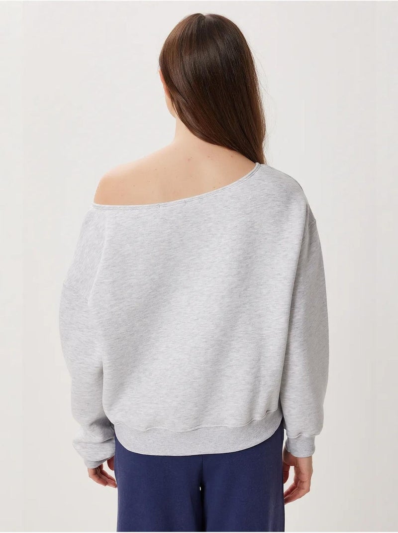 Felpa basic con collo asimmetrico istanbul Grigio chiaro - Kiabi