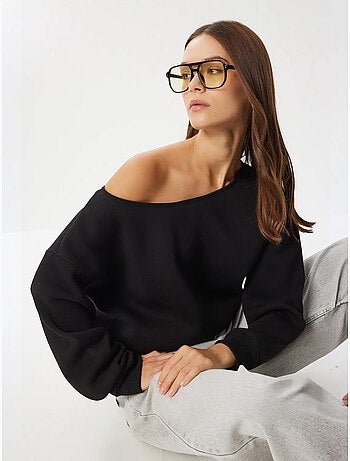 Felpa basic con collo asimmetrico istanbul