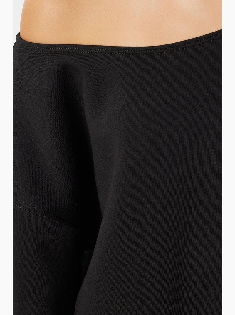 Felpa basic con collo asimmetrico istanbul Nero - Kiabi