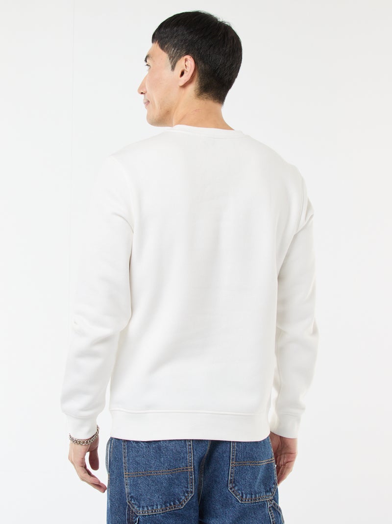 Felpa basic girocollo in felpa garzata Bianco - Kiabi