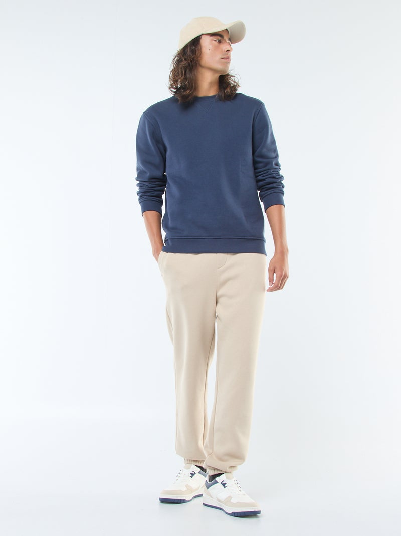 Felpa basic girocollo in felpa garzata Blu - Kiabi