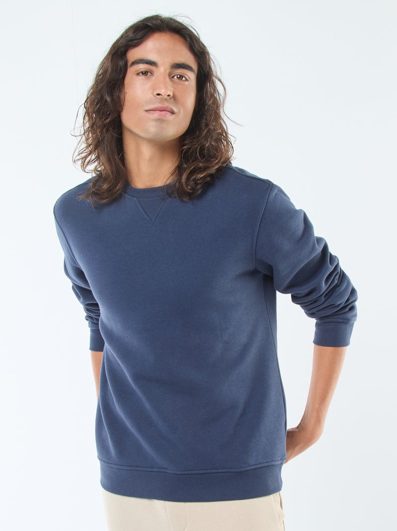 Felpa basic girocollo in felpa garzata Blu - Kiabi