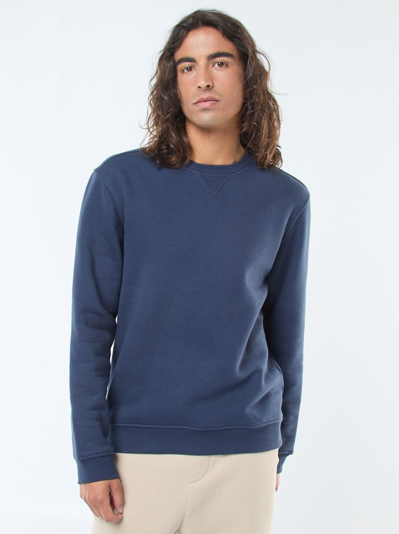 Felpa basic girocollo in felpa garzata Blu - Kiabi