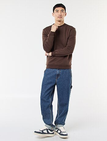 Felpa basic girocollo in felpa garzata