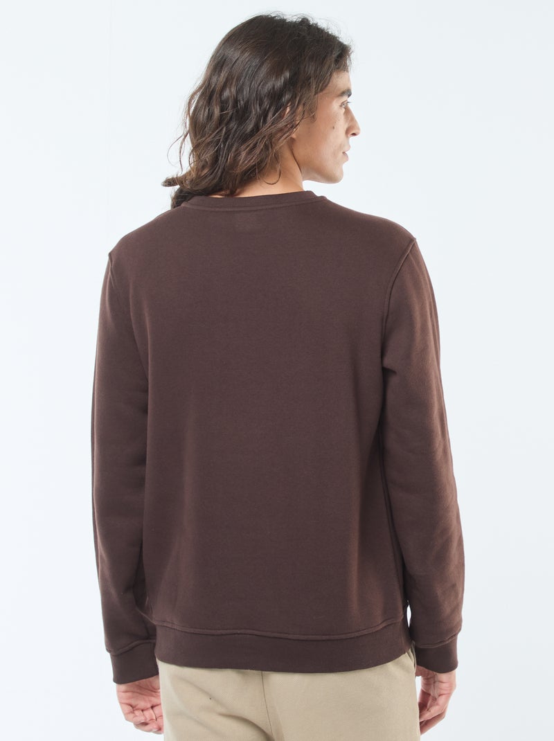 Felpa basic girocollo in felpa garzata Marrone - Kiabi