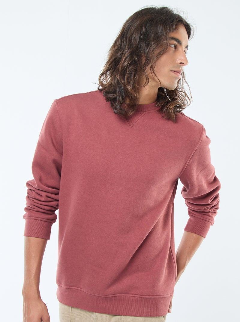 Felpa basic girocollo in felpa garzata Rosso - Kiabi