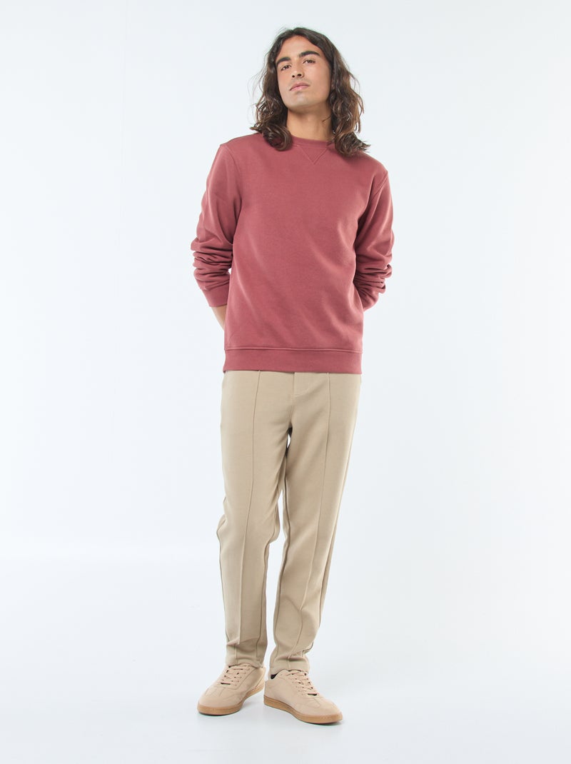 Felpa basic girocollo in felpa garzata Rosso - Kiabi