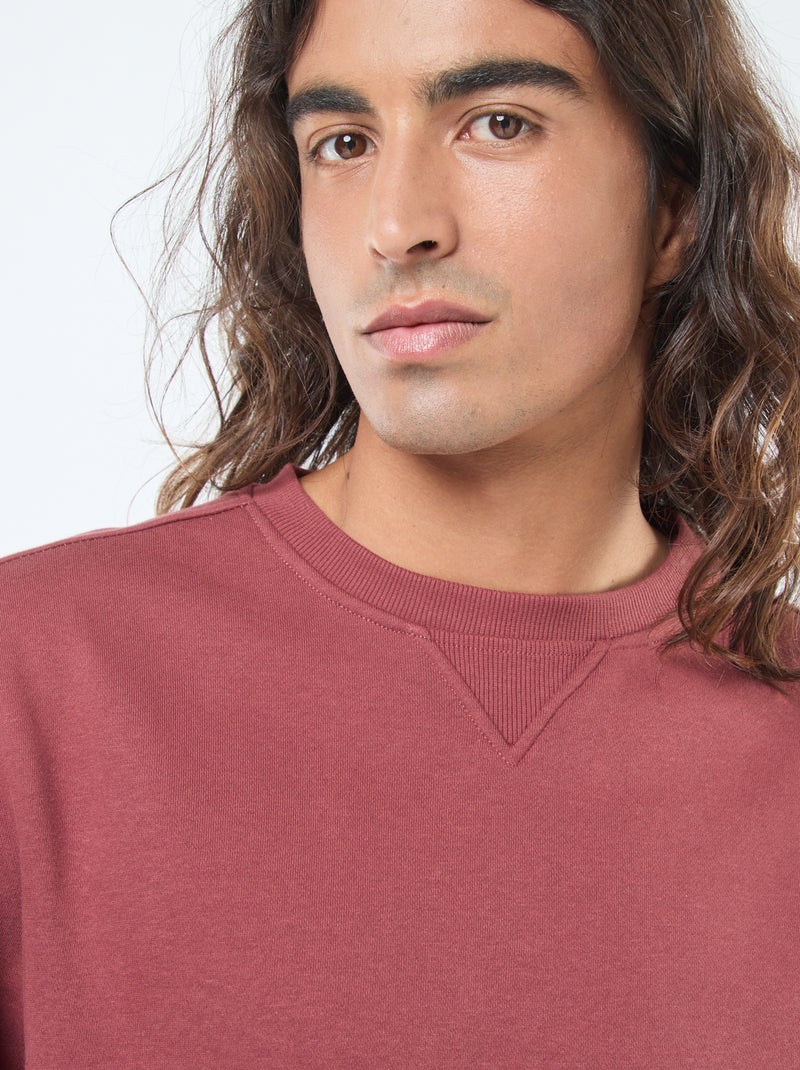 Felpa basic girocollo in felpa garzata Rosso - Kiabi