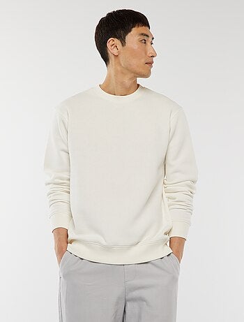 Felpa basic in felpa garzata con collo rotondo