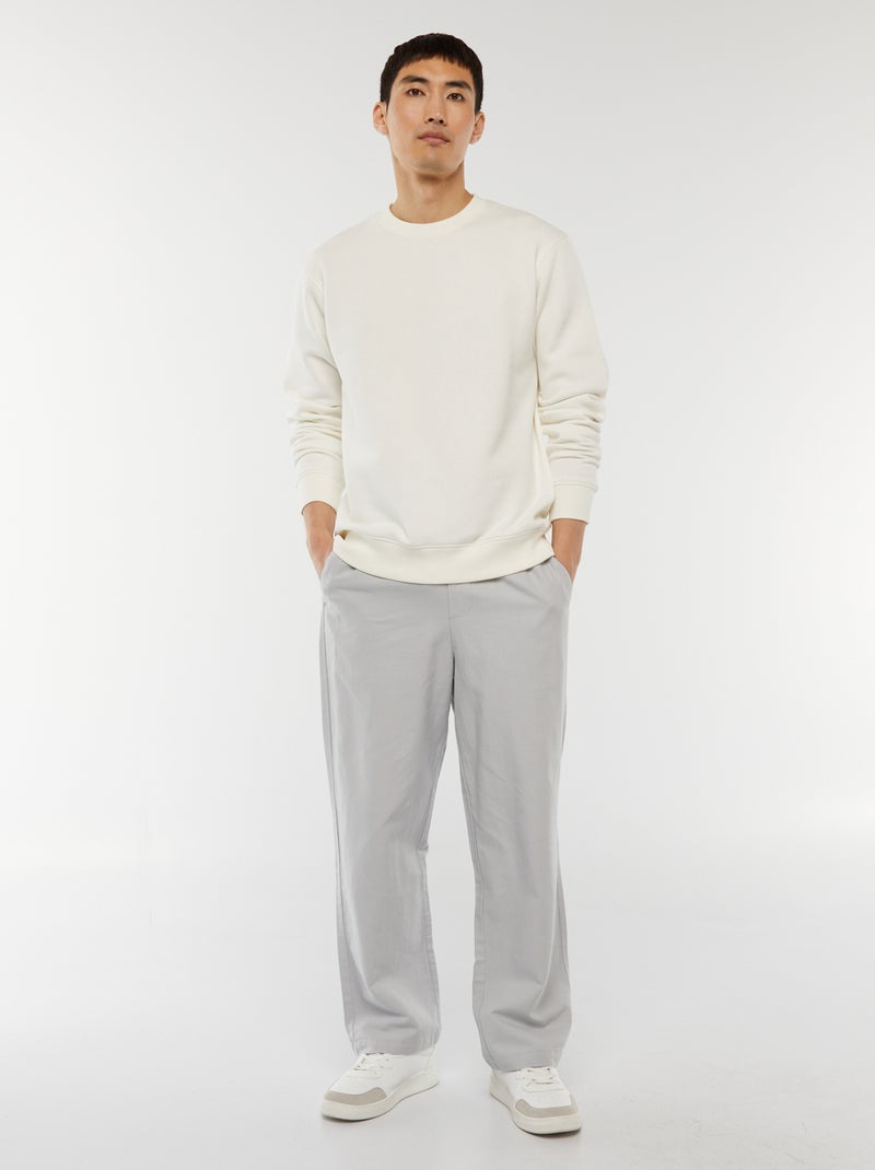 Felpa basic in felpa garzata con collo rotondo Bianco - Kiabi