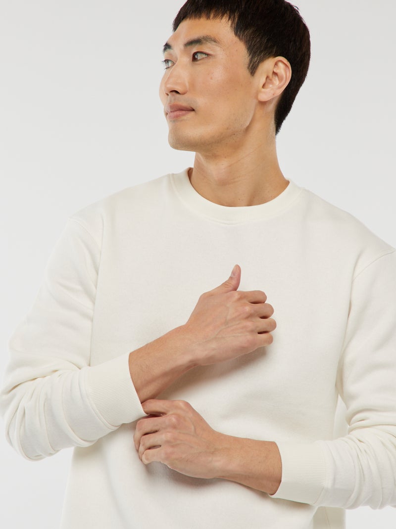 Felpa basic in felpa garzata con collo rotondo Bianco - Kiabi