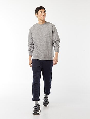 Felpa basic in felpa garzata con collo rotondo