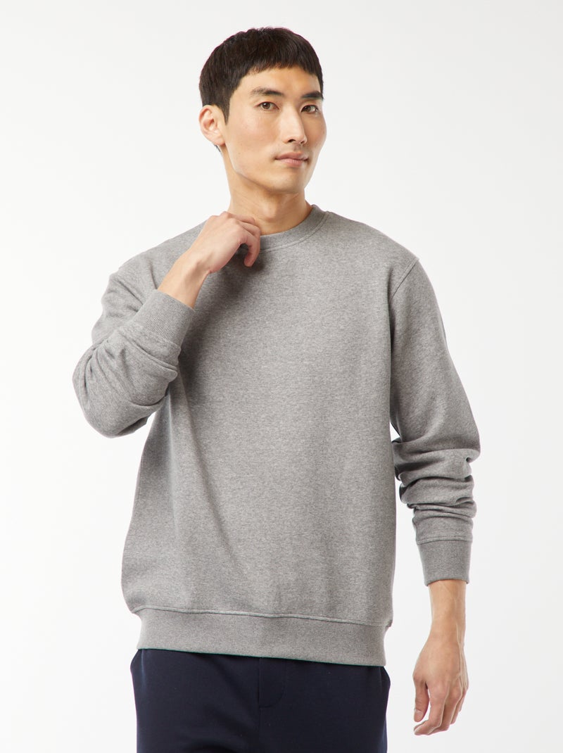 Felpa basic in felpa garzata con collo rotondo Grigio - Kiabi