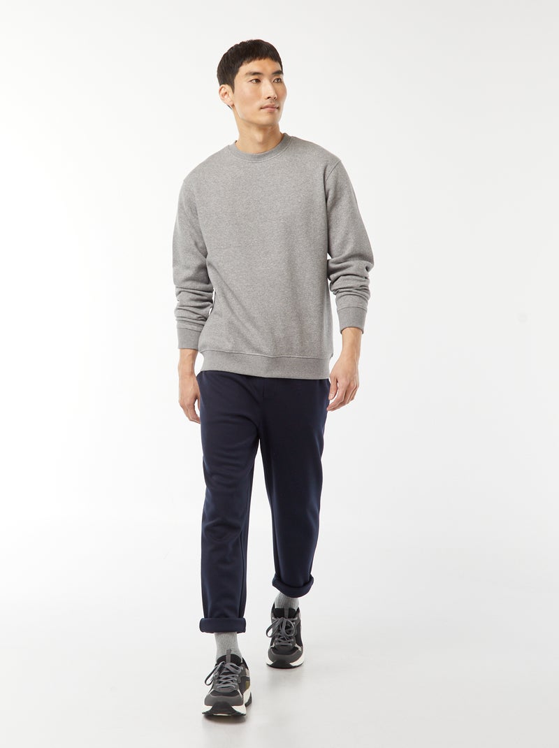 Felpa basic in felpa garzata con collo rotondo Grigio - Kiabi