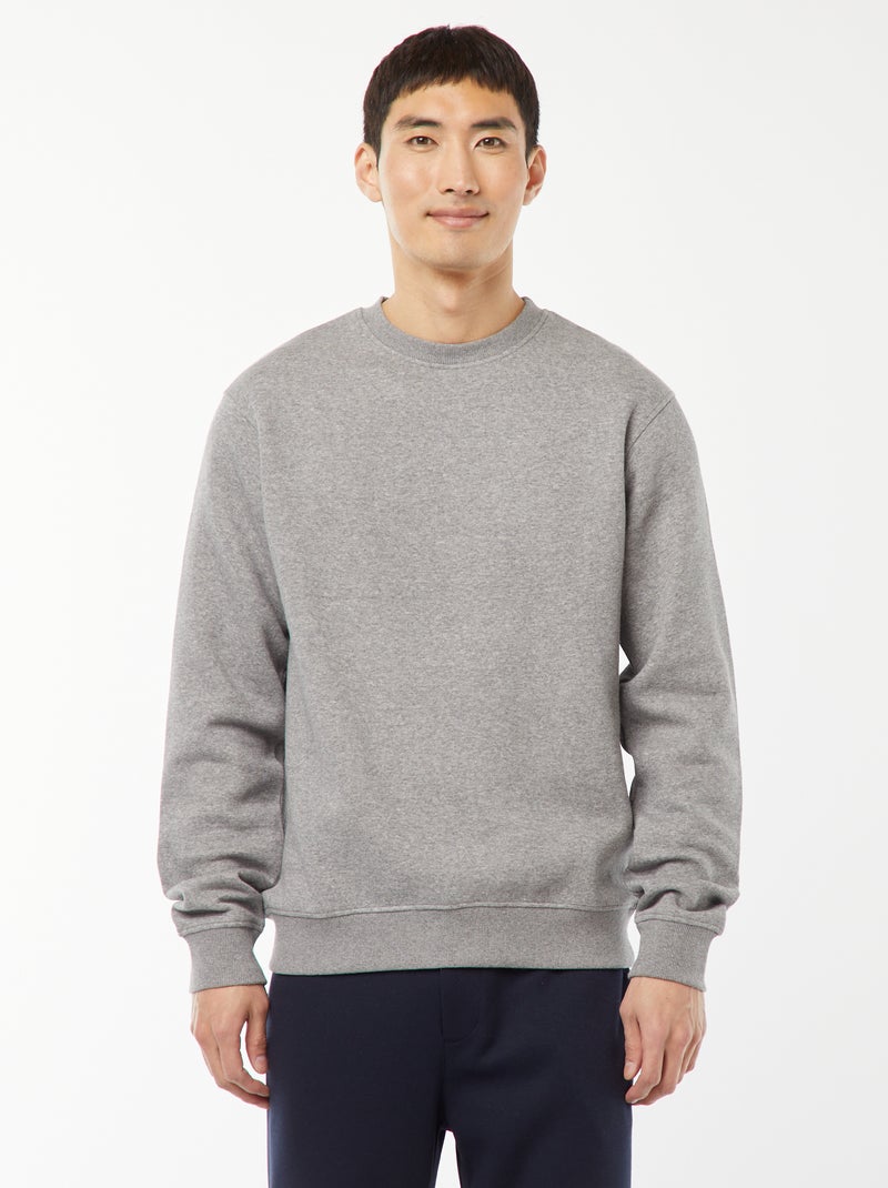 Felpa basic in felpa garzata con collo rotondo Grigio - Kiabi