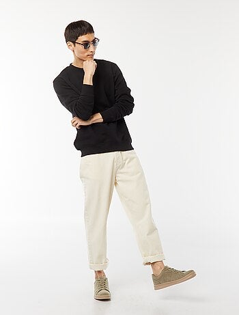 Felpa basic in felpa garzata con collo rotondo