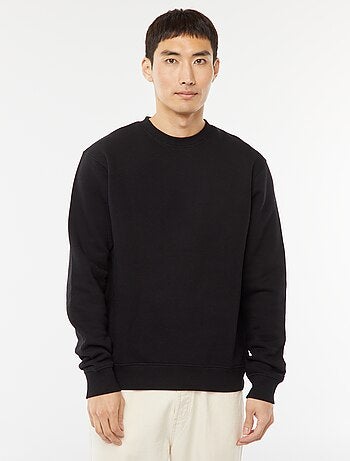 Felpa basic in felpa garzata con collo rotondo