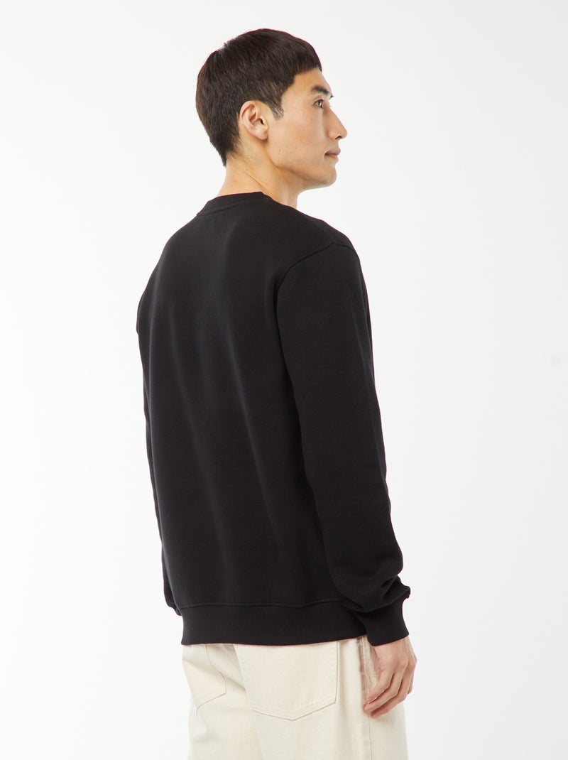 Felpa basic in felpa garzata con collo rotondo nero - Kiabi