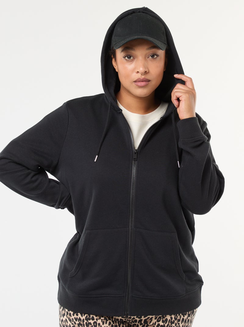 Felpa basic in felpa garzata Nero - Kiabi